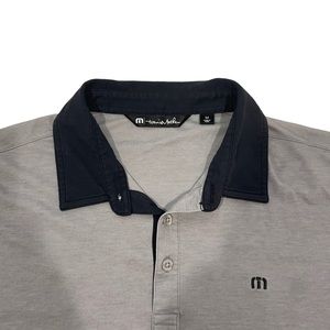 TRAVIS MATHEW Gray Polo with Black Collar Size Medium Golf Casual Cotton